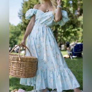 LoveShackFancy Pastel Floral Long Sleeve Dress